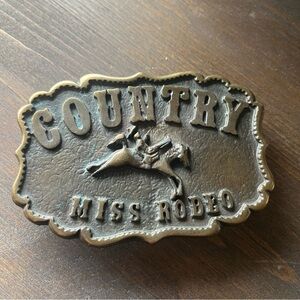 Vintage Brass Western Country Miss Rodeo Belt Buckle